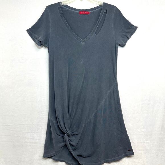 n:Philanthropy Small Gray Distressed Shirt Dress Ripped Morrison Knot Athleisure - Picture 2 of 14
